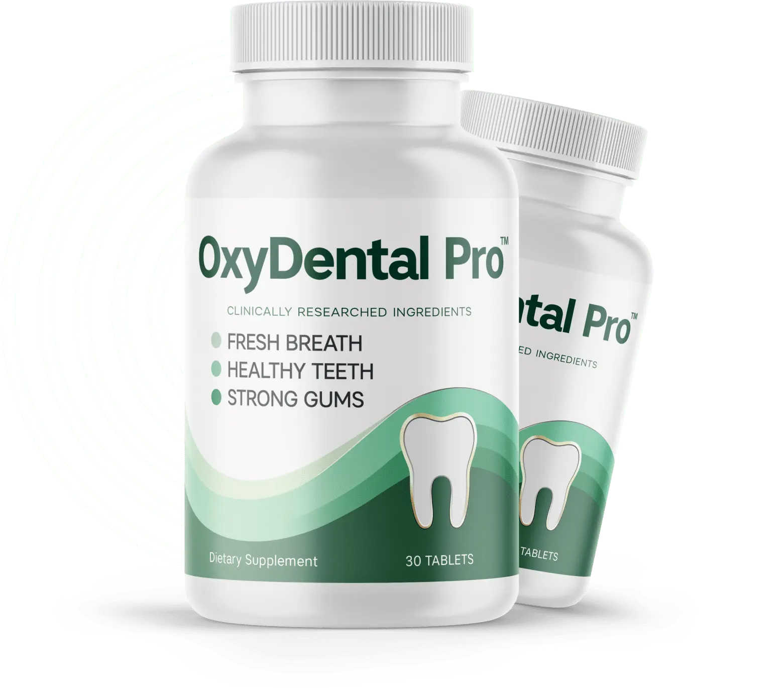OxyDental Pro chewable tablet supplement — two bottles with 30 tablets each